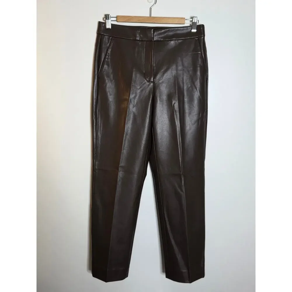 J Crew Kate straight-leg pant in faux leather‎ Women’s Brown Macchiato Size 6